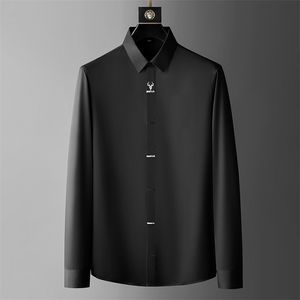 Luxury Embroidered Men's Shirt Slim Long Sleeve Casual Male Business Formal Dress s Streetwear Social Men Clothing 220322