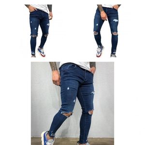 Мужские джинсы облегченные моды модный стиль мужчин брюки джинсовая растяжка для ежедневного износа