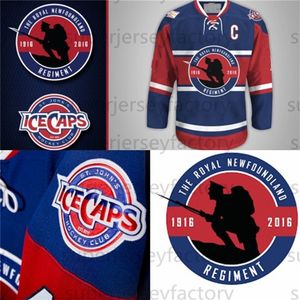 Vipceoa3740 Cuatom St.John's Icecaps Royal Newfoundland Alayı Jersey Beaumont-Hamel Hokey Formalarının 100. Yıldönümü Mavi