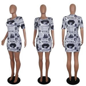 woman newspaper dresses casual models for women print short sleeved dress fashions maxi beach floral bohemian