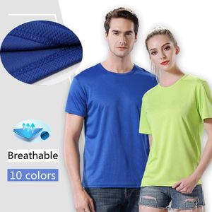 Camisetas masculinas de cor sólida camiseta de secagem rápida homem mulher redonda pescoço esportivo curto tampo externo tampes unissex básico de fitness running runkab