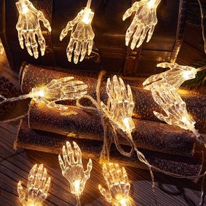 Stringhe Decorazione Stringa di luci Scheletro trasparente A forma di mano Appeso a festa Impermeabile a batteria Spooky LightLED LEDLED LED