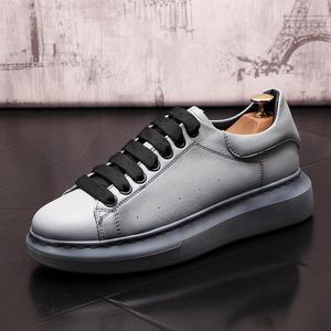 Classic Mens Wedding Dress Party Shoes Brand Designer Thick Bottom Casual Lace-up Leather Sneakers British StyleRound Toe Tenis Outdoor Stan Walking Footwear