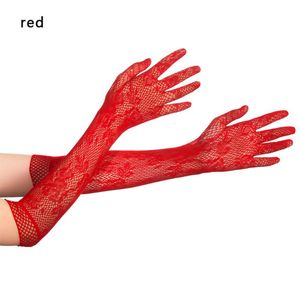 Wholesale halloween glove resale online - Five Fingers Gloves Sexy Gothic Punk Mittens Christmas Halloween Lace Stretchy Mesh Floral Fancy Dress Cosplay Wedding Bride