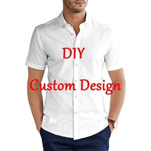 Diy Custom Design Hawaiian Beach Summer Fashion Short Sleeve Shirt Print 3D Mens Shirt Harajuku Tee Shirts Drop 220704