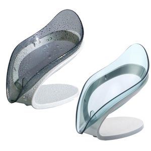 Soap Dishes 2 Pack Bar Holder Leaf Shape - Self Draining Box With Suction Cup Bathroom Shower HolderSoap