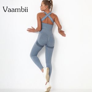 Seamless Set Sporty Jumpsuit Woman Sports Yoga Suit For Fitness Workout Clothes Women Women's Clothing With W220418