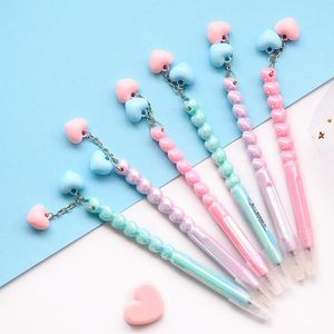 Gel Pens 48 PCS/LOT KAWAII HEART PENDANT PEN PENT 0.5mm Black Ink Signature Promotional Gift Office Struplies