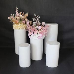 White Gold Color Wedding Decoration Cylinder Pedestal Display Rack Round Iron Dessert Table Party Stage Road Lead Props 3PCS/lot