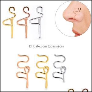 Body Arts Non Piercing Jewelry Copper Clip on Nose Rings Fake Septum Jewels For Men and Women Drop Delivery 2021 TopScissors DHGSX