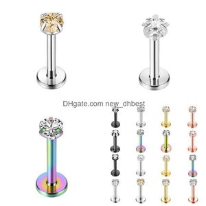 Nabelklingelknopfringe Körperschmuck Piercing Newdhbest Beidien 16-teiliges Edelstahl-Flachdiamant-Lippenbond-Kombinationsset Punktion