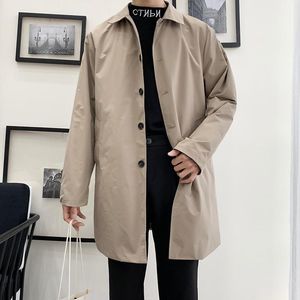 Men's Trench Coats M-5XL Plus Size Coat Loose Fit Long Lapel Single Breasted Windbreaker Jacket Button Overcoat Men Clothing XXXXXL