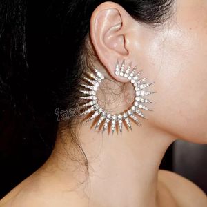 Orecchini a forma di sole di cristallo alla moda per donna Orecchini rotondi geometrici con strass scintillanti Ragazze Brincos