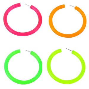 Hoop & Huggie FishSheep 65mm Acrylic Big Earrings For Women Rock Punk Fluorescent Green Yellow Large Round Hoops Fashion Party JewelryHoop