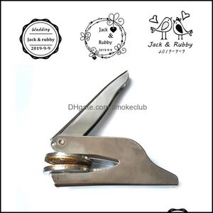 Stamps Desk Accessories Office School Supplies Business Industrial Portable Metal Embossing Stamp Custom Wedding Embosser Seal Drop Delive