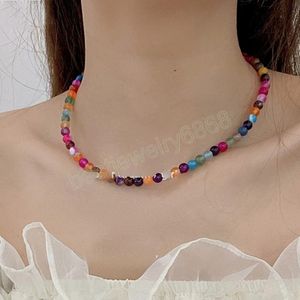 Women Jewelry Colourful Beads Choker Necklace Trend Sweet Temperament Necklace For Girl Lady Gifts