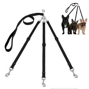 Three Way Pets Dog Leash Adjustable Triple for One Two Small Medium s Cats Pet Supplies LJ201111