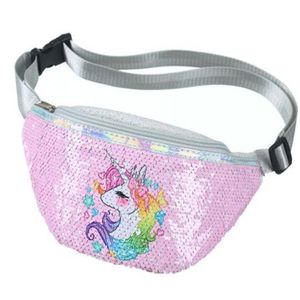 Fashion Kids Girls Handbag Sequins Printing Unicorn Waist Bag Fanny Pack Cartoon Children Chest Bag Shoulder Messenger Bags