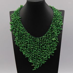 Anhänger-Halsketten, Schmuck, 45,7 cm, Handarbeit, grüne Korallensplitter, Halsreifen, baumelnde Halskette, handgefertigt für Frauen. Anhänger