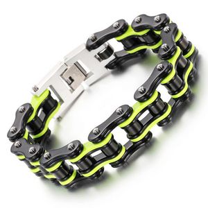 Svart Grön Orange Silver Blå Män Kvinnor Bike Chain Armband Rostfritt Stål Biker Cykel Motorcykel Länk Kedja Punk Tunga Smycken Dropshiping