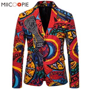 Abstrakt Gedruckt Floral Brazer Männer Leinen Schlank Party Einreiher Herren Anzug Jacke Blazer Mantel Veste Kostüm Homme 220409