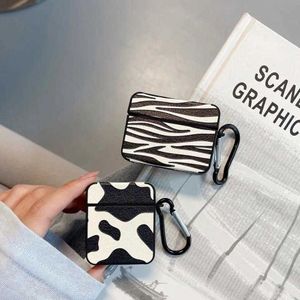 Airpods pros Headphone Cushions simple lambskin Zebra Print suitable for wireless Bluetooth headset cover 1 / 2 generation protective case 3