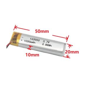 102050 Bateria de polímero LI Capacidade real 1050mAh Baterias de lítio liPo com placa protegida Bateria recarregável 3.7V