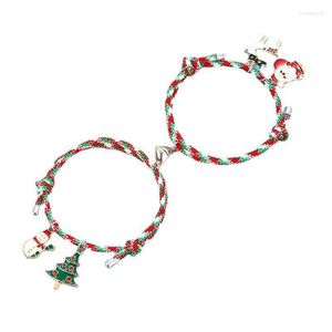 Link Chain 2 Pcs Magnet Attract Couple Bracelet Cute 2022 Christmas Tree Santa Claus Elk Ornaments Xmas Gifts Girlfriend B Trum22