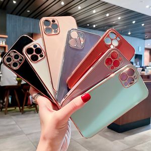 Suitable for Apple 13 mobile phone cases electroplating straight edge silicone 12 protective sleeve fine hole lens all-inclusive iphone11 soft case