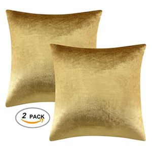 2 Packs Gold Decorative Cushions Covers Cases for Sofa Bed Couch Modern Luxury Solid Velvet Home Throw Pillows Covers Silver 220601