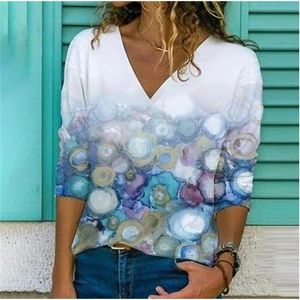 Spring Diamond Print Print Blouse Рубашка Women Elegant V-образное с длинным рукавом Top Overment Casual Shape Plus Size Streetwear Blusa 210308