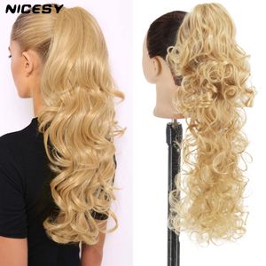Costume Accessories Synthetic Claw Clip in Hair Extensions Wavy Ponytail 24Inch Style Pony Tail Hairpiece Brown Blonde Hairstyle For Women on Sale