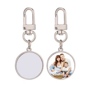 Thermal Transter DIY sublimation blank heart round keychains gold keychain photo frame keyring Silver Plated Alloy Car Key Ring Souvenir Accessories Lovers Gift