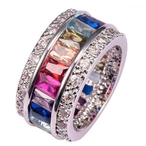 Weinuo Sterling-Silver-Jewelry Multi Color Crystal Cyrkon 925 Sterling Silver Jewelry Hurtownia Pierścionek detaliczny dla kobiet Rozmiar 6-12