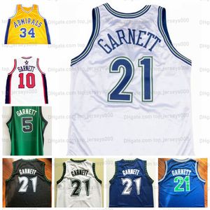 Benutzerdefinierte Kevin 34 Garnett Basketball Jersey Admirals High School Trikots genäht Weiß Blau Schwarz Gelb Jeder Name Nummer Größe S-4XL Top Qualität