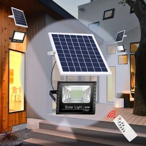 Solar LED LED Outdoor Solar Panelu reflektory zdalne sterowanie wodoodpornym ogrodem lampy ściennej