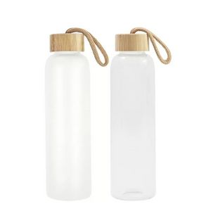 500ml Sublimation Water Bottle with Bamoo Lids Frosted Clear Glass Juice Bottle Transparent Blank Sublimation Tumbler Travel Mug stock sxjun27