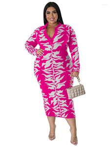 Plus Size Kleider Bleistiftkleid Damen Mittelkalblange Roben Frühling Herbst Modedruck Street Style Casual Große lange KleiderPlus