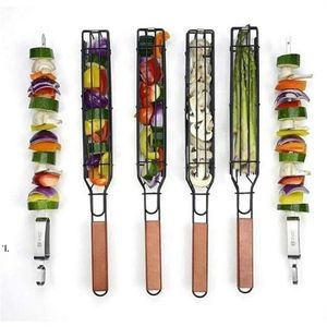 Mini BBQ Tools Portable Outdoor Cooking Barbecue Baskets Grill Net Handheld Metal Basket Clip Racka BBA13437