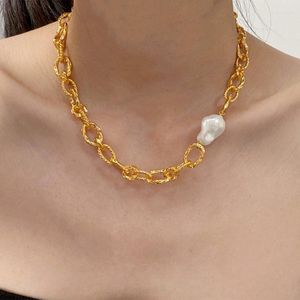 Chokers Timeless Wonder Glam Faux Pearl Chunky Chains Necklace For Women Punk Ins Trendy Kpop Designer Jewelry Party Gothic Egirl 5411 Heal2