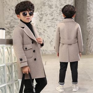 Kids Winter Jacket Grey Boys Woolen Cotton Padded Clothes Autum Fleece Outerwear Knitwear 4-12 Years LJ201203