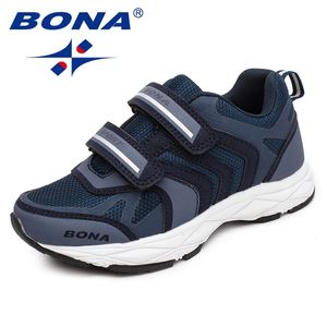 Bona mode stil barn casual skor krok loop pojkar loafers mesh flickor lägenheter bekväma utomhus mode sneakers lj201203