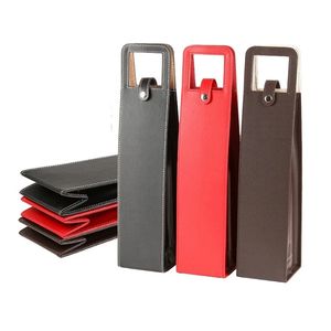 5 Colors Portable PU Leather Wine Bag Gift Wrap Luxury Single Wines Bottle Packaging Bags Holiday Gifts Supplies