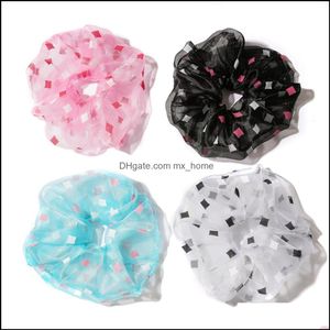 Acess￳rios para o cabelo Organza Sheer Sheer Scrunchie com colorida Mesh Galze Ball Ring Women Rail Rail Bands Girls Girls Sweet Drop Delt Dhjyg