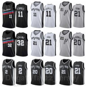 Erkekler Kadın Gençlik Baskılı Basketbol Al-Farouq Aminu Jersey 2 Thaddeus Genç 21 Zach Collins 32 Doug McDermott 20 Isaiah Jackson Bryn Forbes 11 Joshua Primo Siyah Beyaz