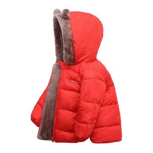 子供の子供のための冬のジャケット子供の男の子濃い綿の裏地付きラムウールボーイジャケットフード付きガールアウターベビー服j220718