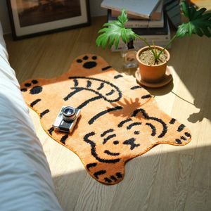 Mattor Tiger Bedroom Mat Fluffy Crystal Carpet Bath Tub Side Anti Slip Rug Golv Pad Doormat Kids Room Bedside Decorpets