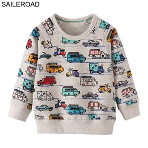 Saileroad Cartoon Car Print Boys Sweatshirts For Kids Clothes Autumn Children Hoodies Kläder Kids Girls Christmas Costume LJ201216