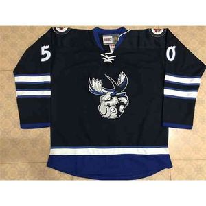 Thros Roslovic Manitoba Moose Jets Hockey Jersey Stitchedカスタマイズされた任意の名前と番号21 Francis Beauvillier 42 Peter Stoykewych