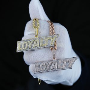 Full Iced Out Bling Pendant 5A Cubic Zirconia CZ Initial Letter Loyalty Charm Necklace Personalized Hip Hop Men Boy Rock Jewelry